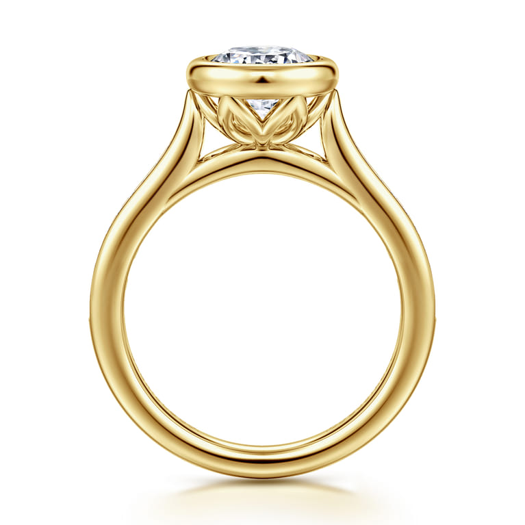 Amoria - 14K Yellow Gold Bezel Set Round Diamond Engagement Ring - 0.18 ct - Shot 2