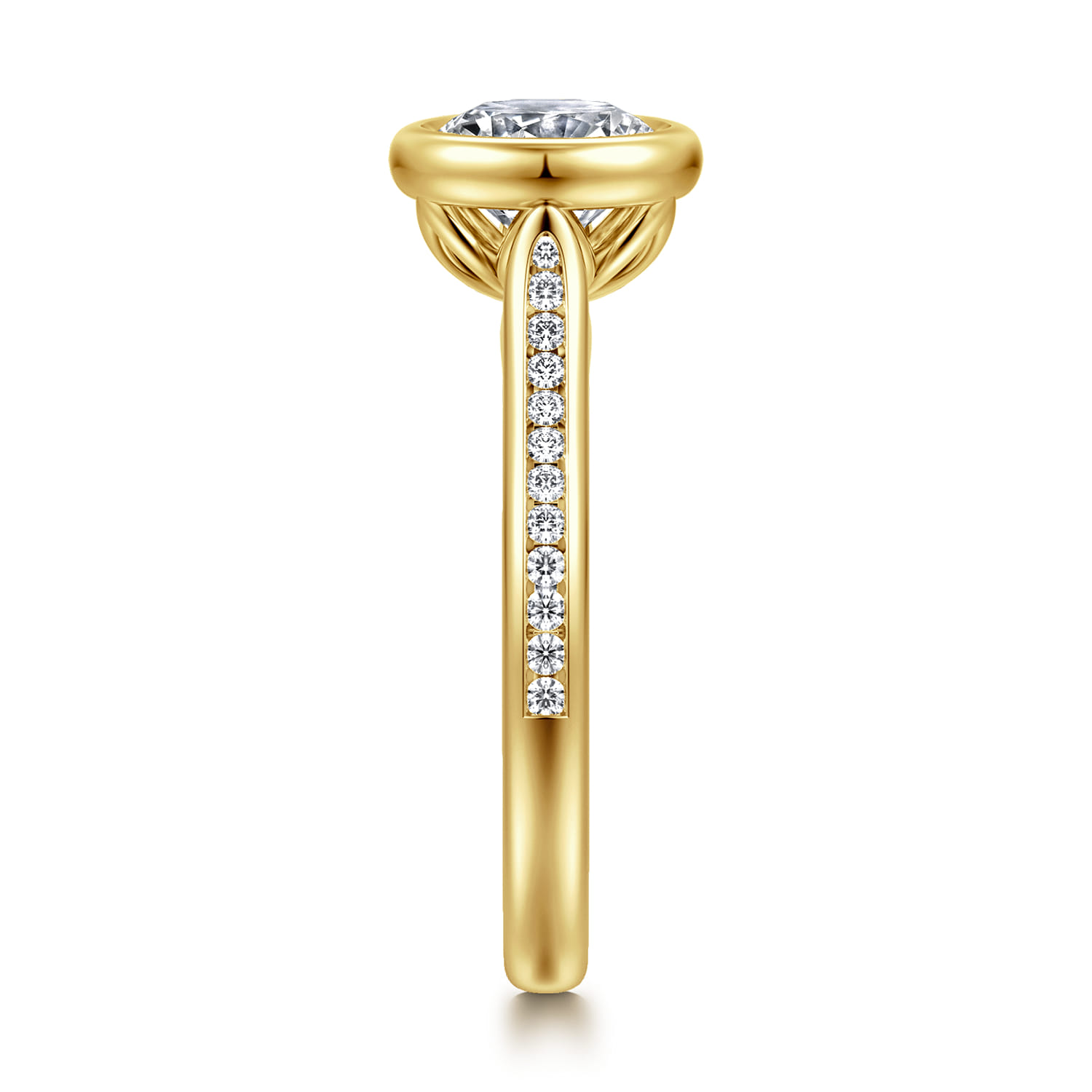 Amoria - 14K Yellow Gold Bezel Set Round Diamond Engagement Ring - 0.18 ct - Shot 4