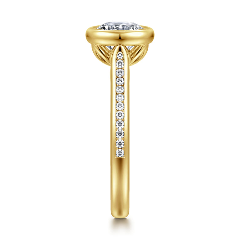 Amoria - 14K Yellow Gold Bezel Set Round Diamond Engagement Ring - 0.18 ct - Shot 4