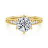 Genevieve - Vintage Inspired 14K Yellow Gold Round Diamond Engagement Ring - 0.1 ct