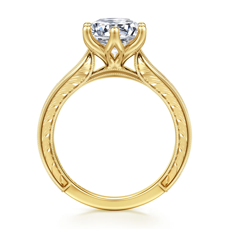 Genevieve - Vintage Inspired 14K Yellow Gold Round Diamond Engagement Ring - 0.1 ct - Shot 2
