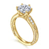 Genevieve - Vintage Inspired 14K Yellow Gold Round Diamond Engagement Ring - 0.1 ct