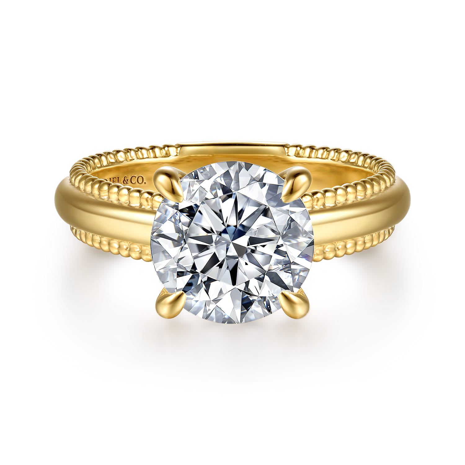 Carela - 14K Yellow Gold Round Diamond Engagement Ring - Shot 1
