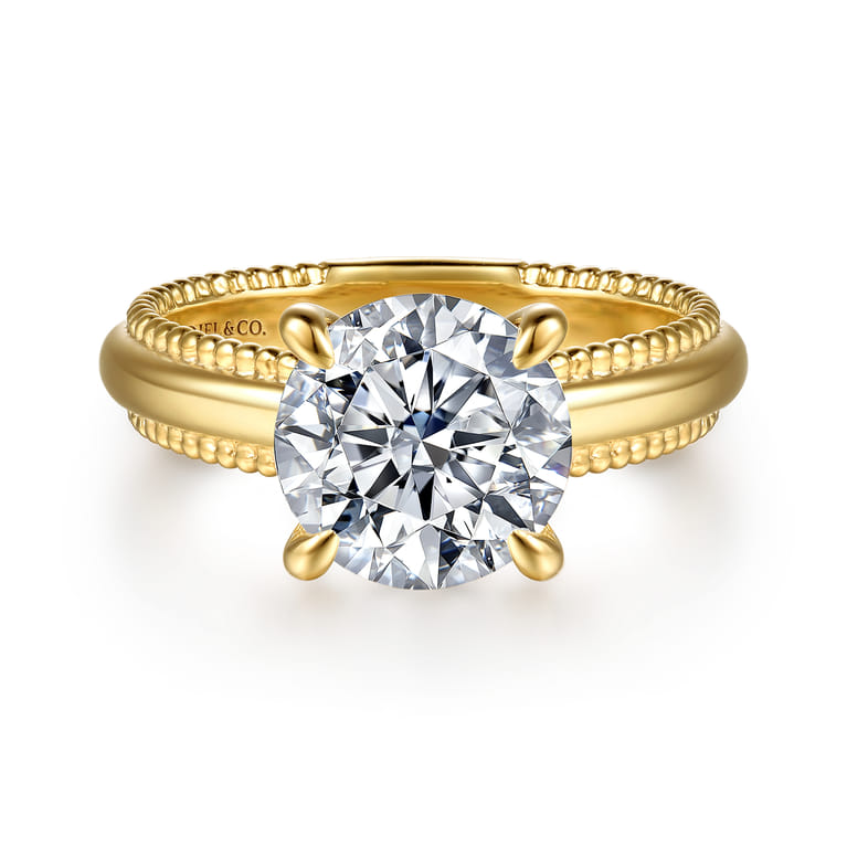 Carela - 14K Yellow Gold Round Diamond Engagement Ring - Shot 1
