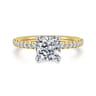 Stasia - 14K White-Yellow Gold Cushion Cut Diamond Engagement Ring - 0.3 ct