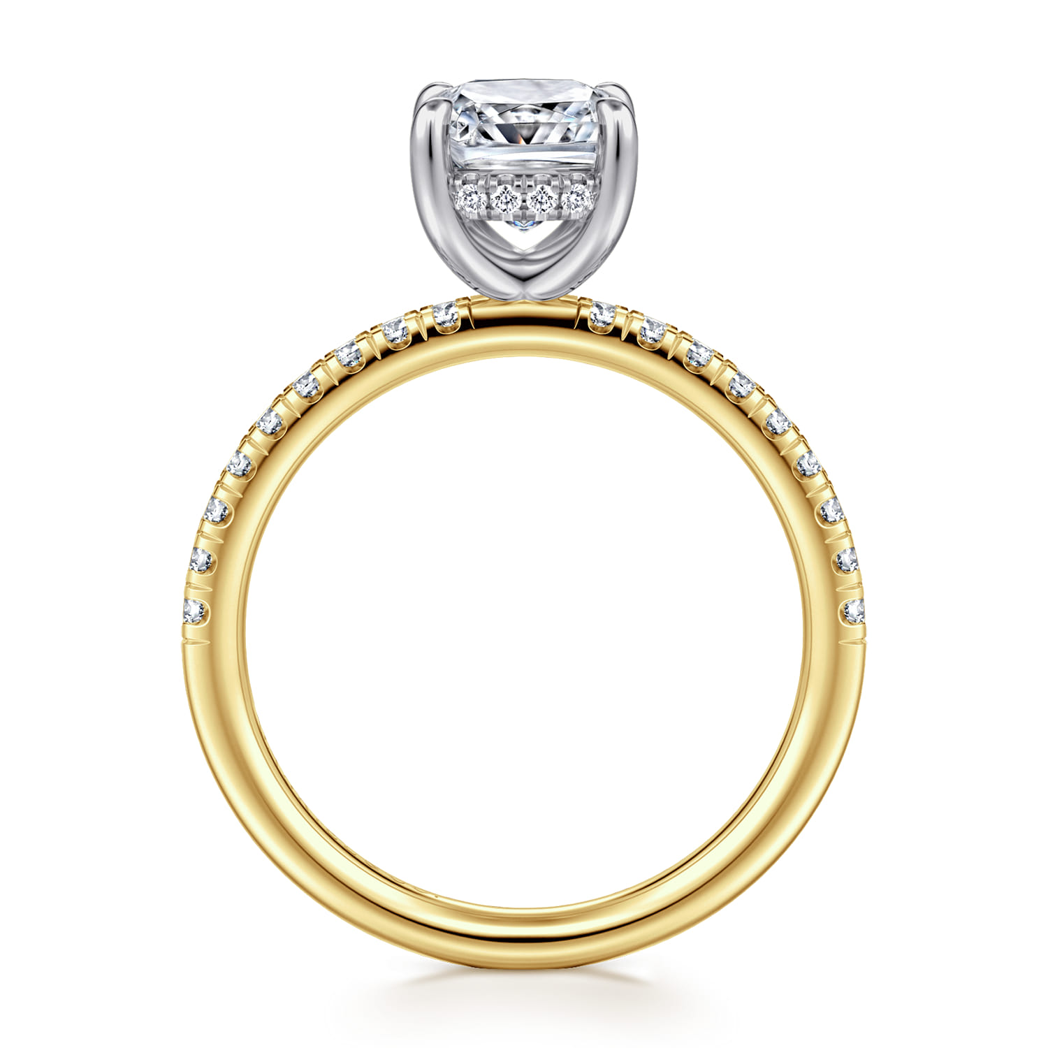 Stasia - 14K White-Yellow Gold Cushion Cut Diamond Engagement Ring - 0.3 ct - Shot 2