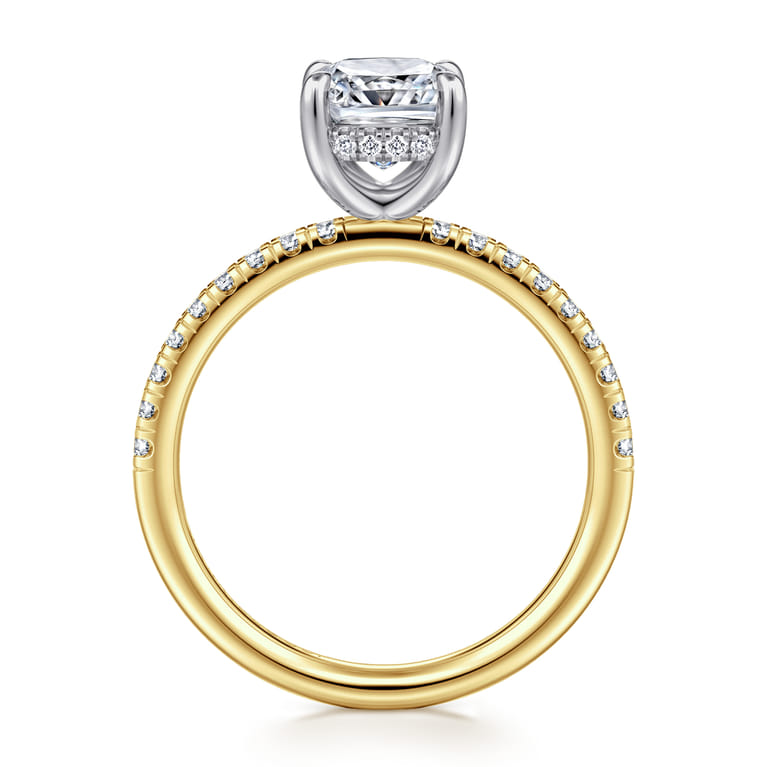 Stasia - 14K White-Yellow Gold Cushion Cut Diamond Engagement Ring - 0.3 ct - Shot 2