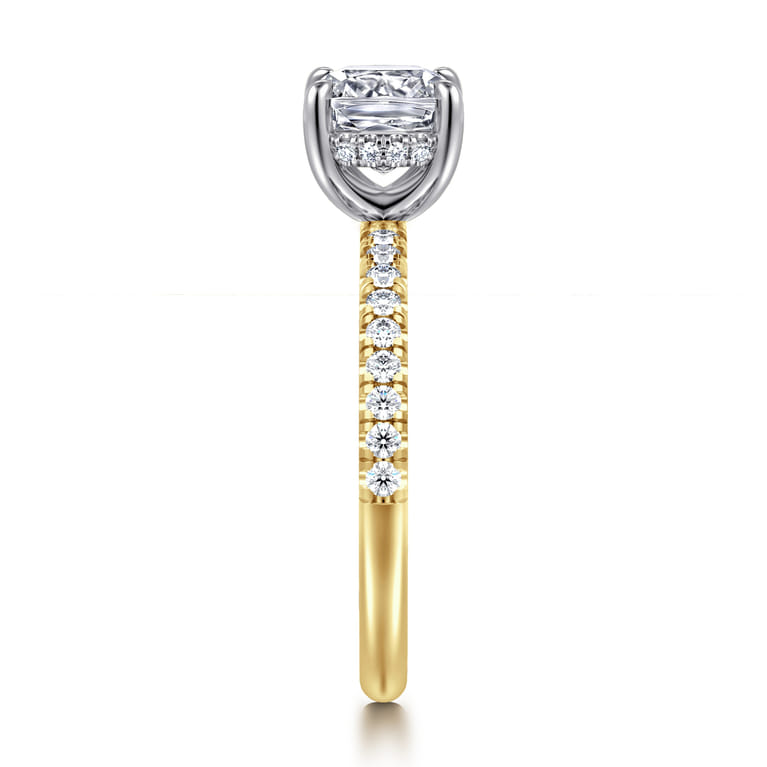 Stasia - 14K White-Yellow Gold Cushion Cut Diamond Engagement Ring - 0.3 ct - Shot 4