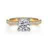 Carmellia - 14K White-Yellow Gold Cushion Cut Diamond Engagement Ring - 0.25 ct