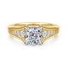 Bruno - 14K White-Yellow Gold Cushion Cut Diamond Engagement Ring - 0.3 ct
