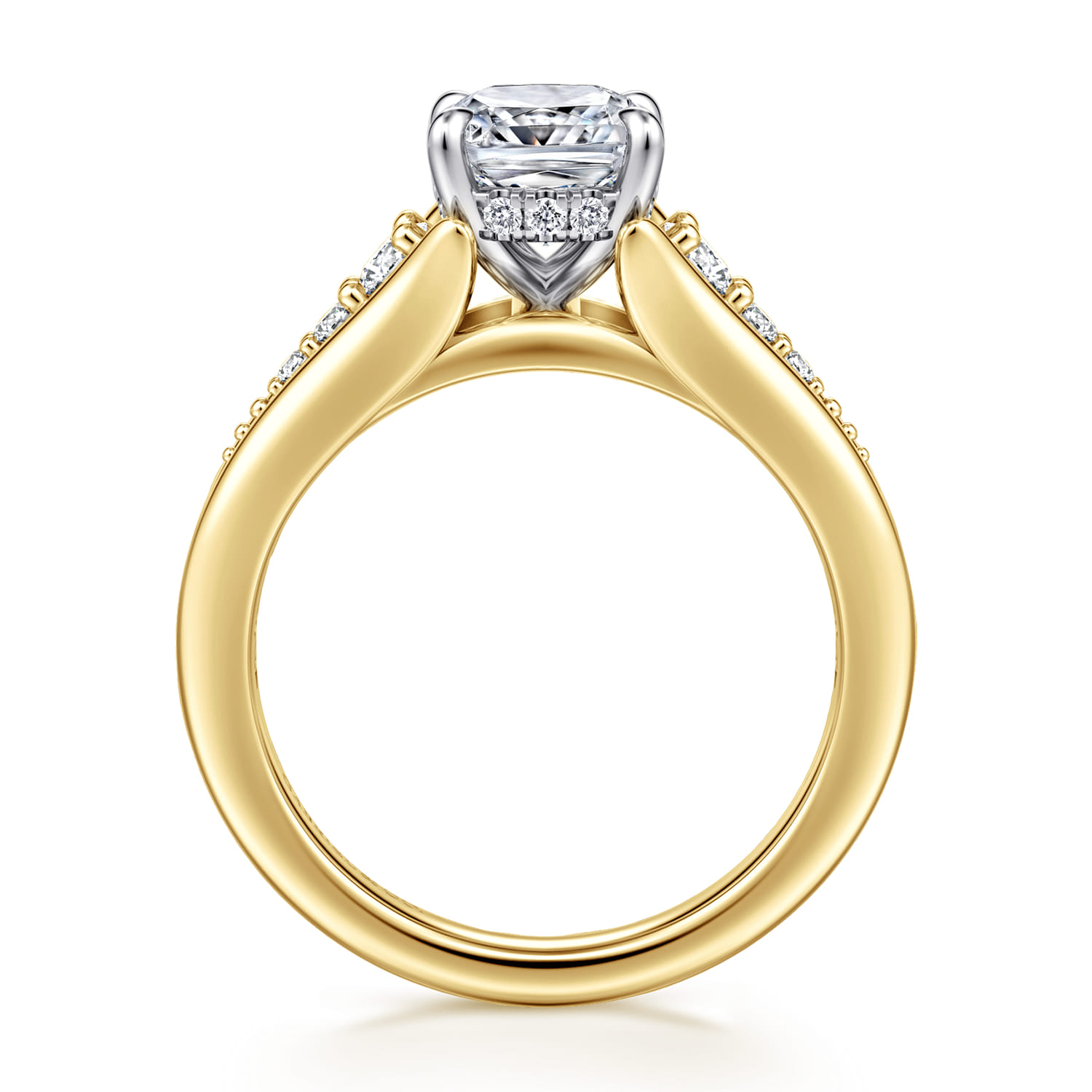 Bruno - 14K White-Yellow Gold Cushion Cut Diamond Engagement Ring - 0.3 ct - Shot 2