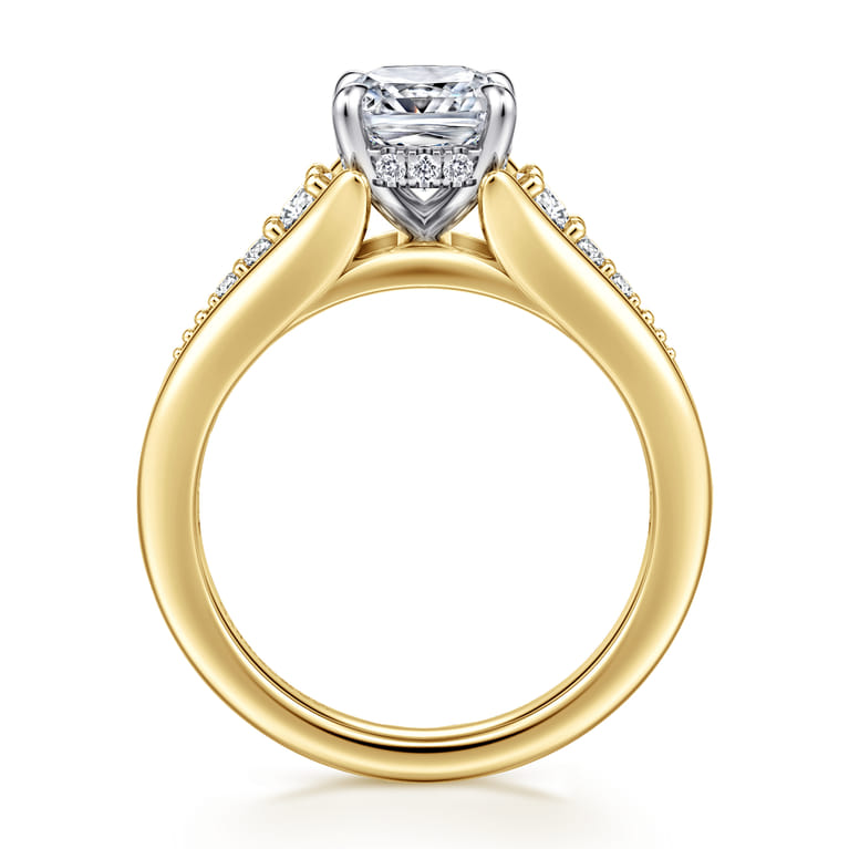 Bruno - 14K White-Yellow Gold Cushion Cut Diamond Engagement Ring - 0.3 ct - Shot 2