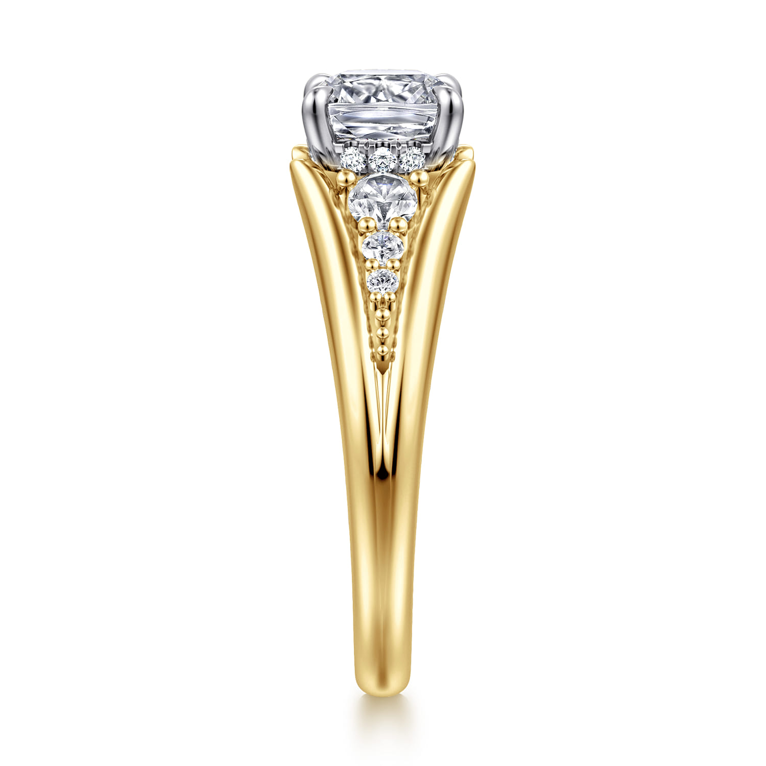 Bruno - 14K White-Yellow Gold Cushion Cut Diamond Engagement Ring - 0.3 ct - Shot 4