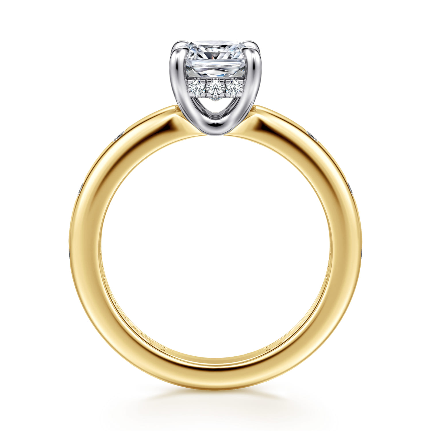 Cabata - 14K White-Yellow Gold Cushion Cut Diamond Engagement Ring - 0.2 ct - Shot 2