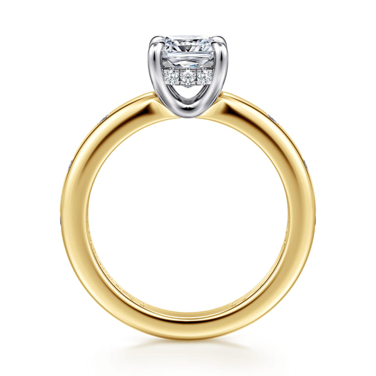 Cabata - 14K White-Yellow Gold Cushion Cut Diamond Engagement Ring - 0.2 ct - Shot 2