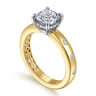 Cabata - 14K White-Yellow Gold Cushion Cut Diamond Engagement Ring - 0.2 ct