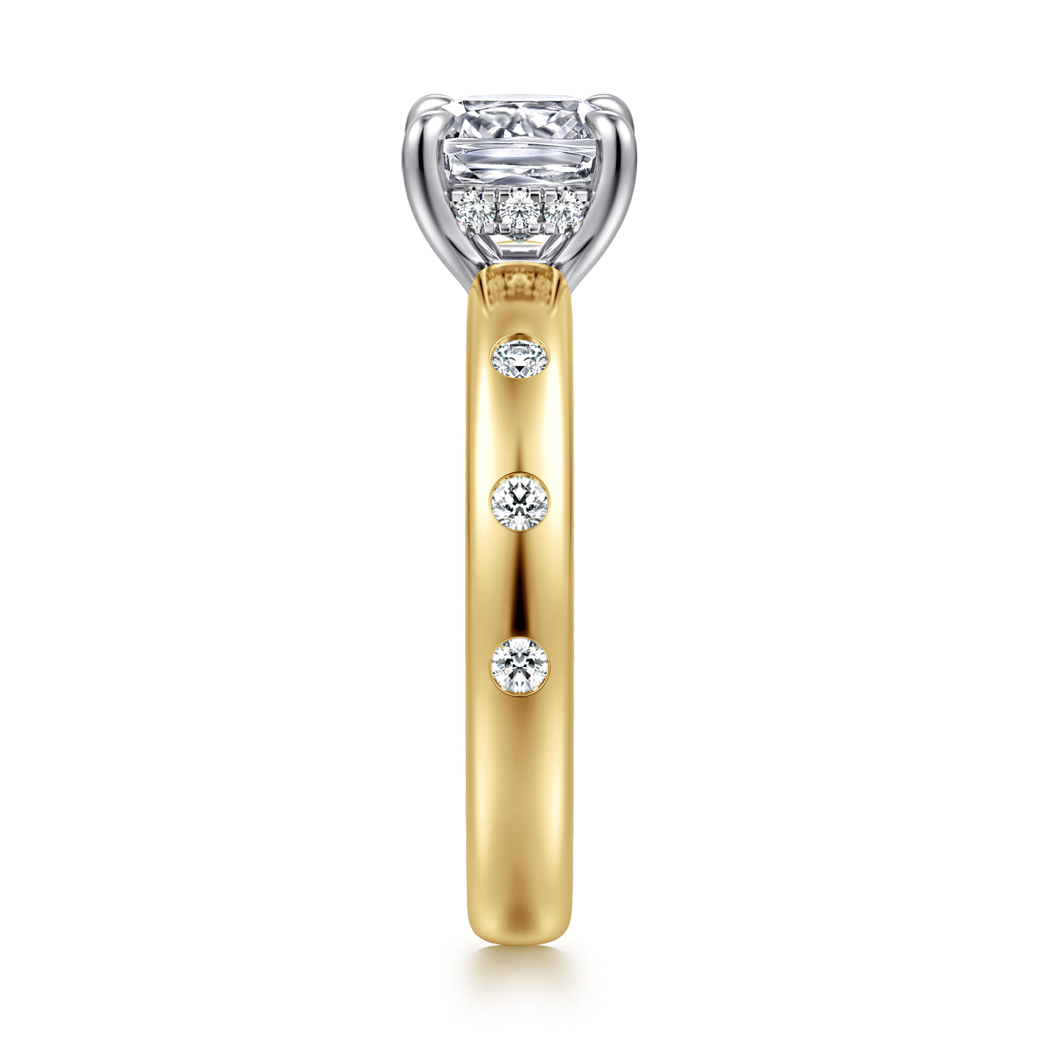 Cabata - 14K White-Yellow Gold Cushion Cut Diamond Engagement Ring - 0.2 ct - Shot 4