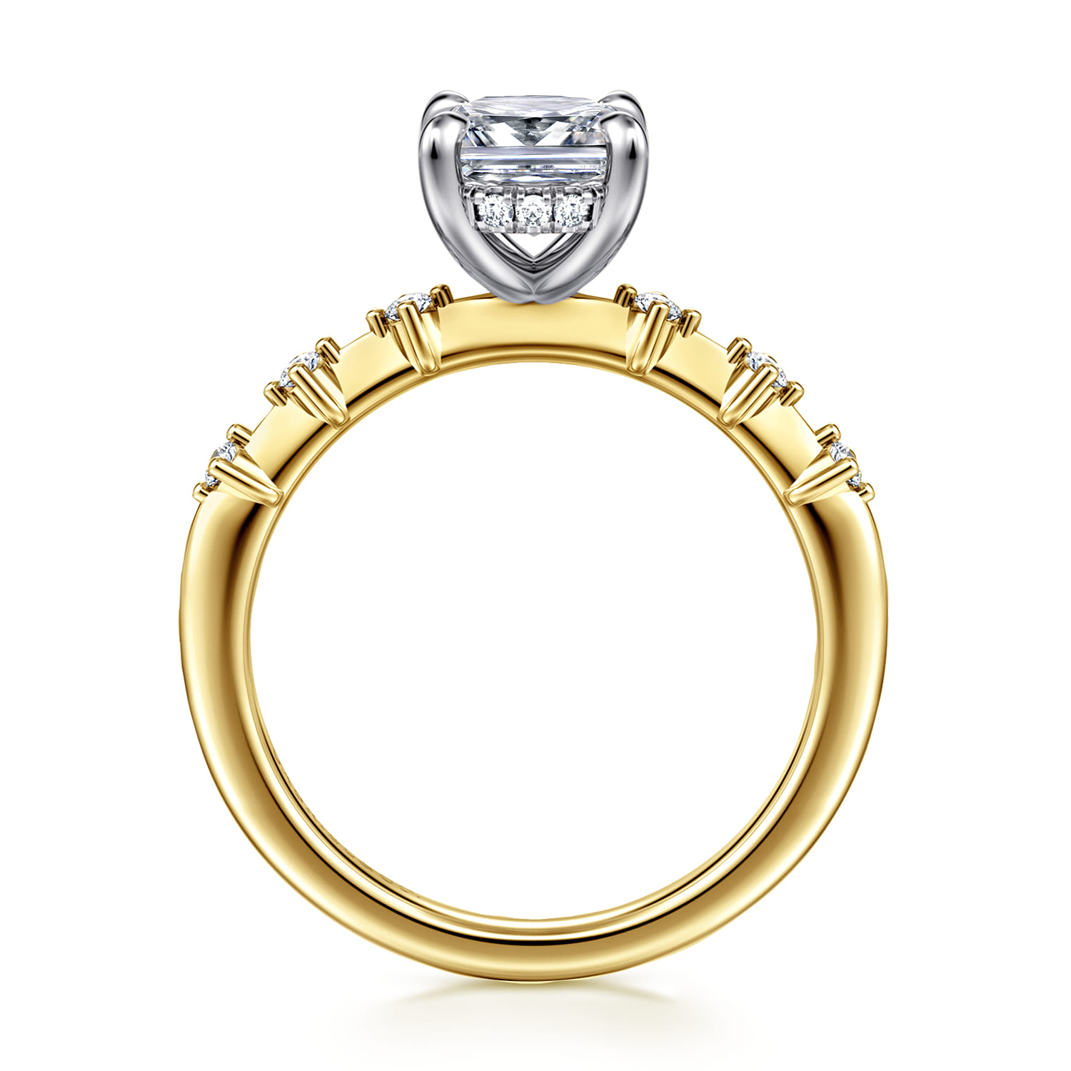 Joplin - 14K White-Yellow Gold Elongated Cushion Diamond Engagement Ring - 0.16 ct - Shot 2
