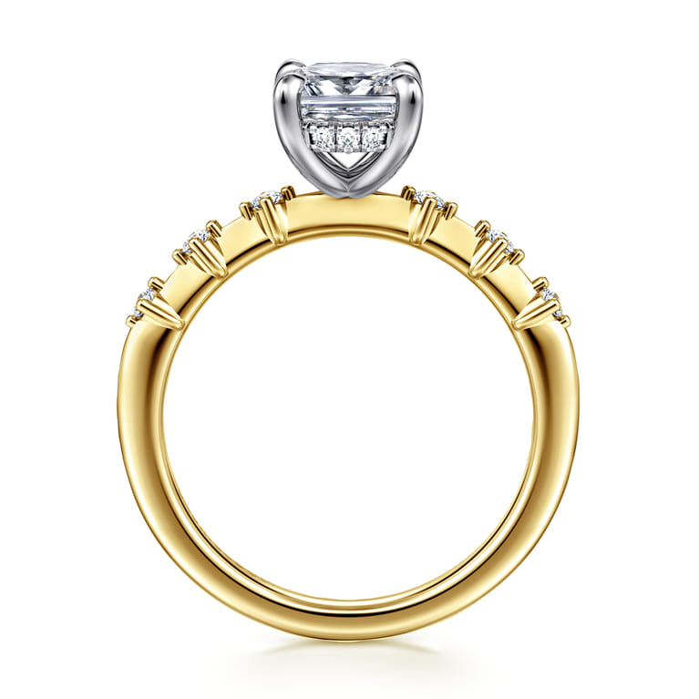 Joplin - 14K White-Yellow Gold Elongated Cushion Diamond Engagement Ring - 0.16 ct - Shot 2