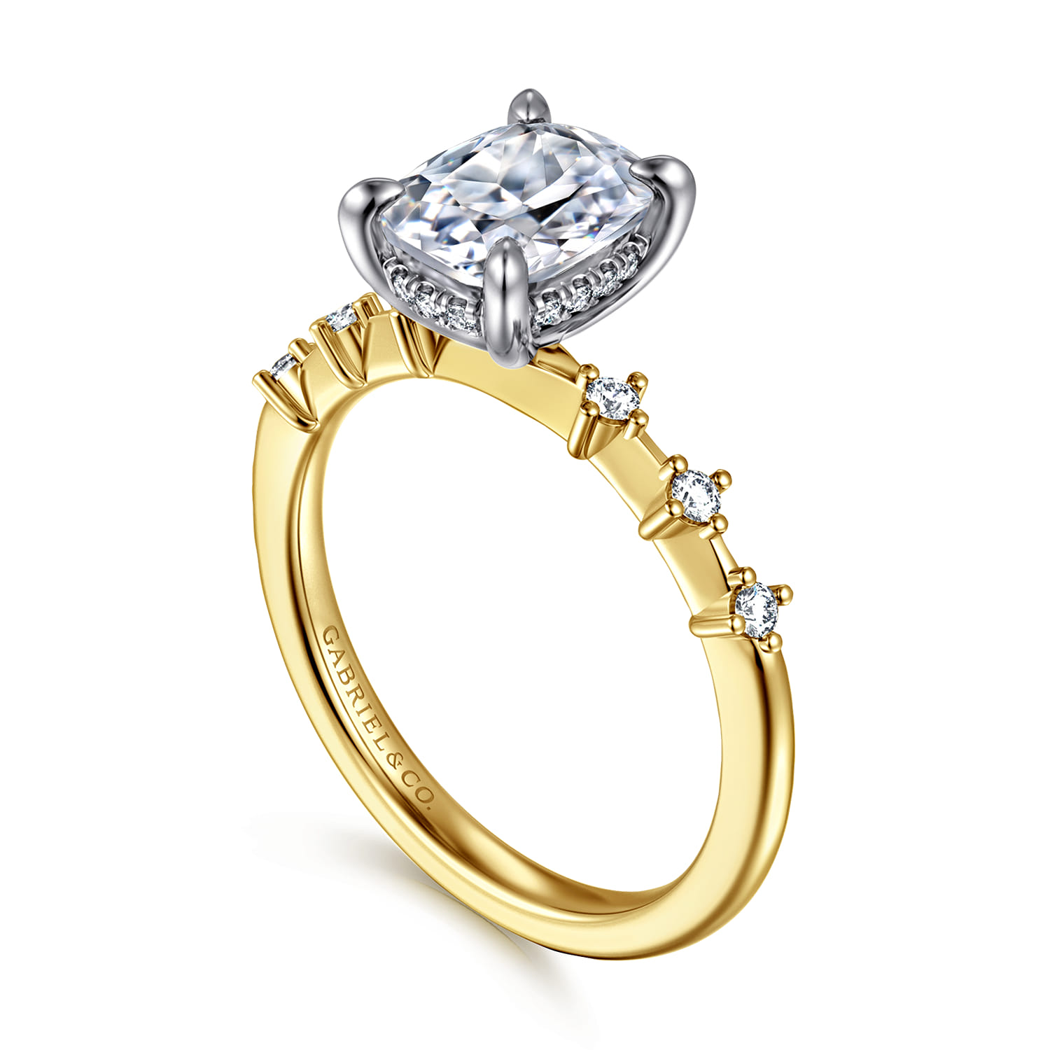 Joplin - 14K White-Yellow Gold Elongated Cushion Diamond Engagement Ring - 0.16 ct - Shot 3