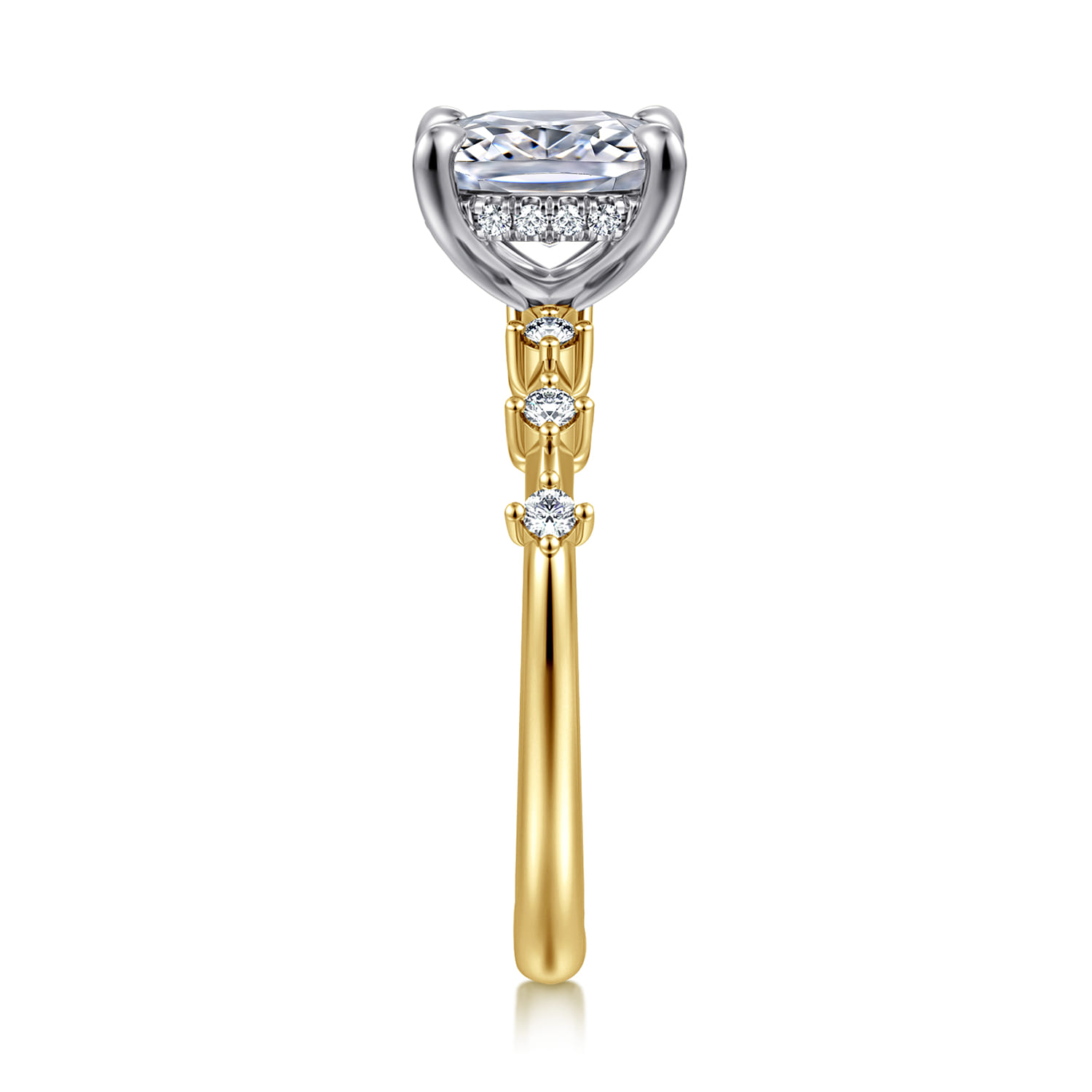 Joplin - 14K White-Yellow Gold Elongated Cushion Diamond Engagement Ring - 0.16 ct - Shot 4