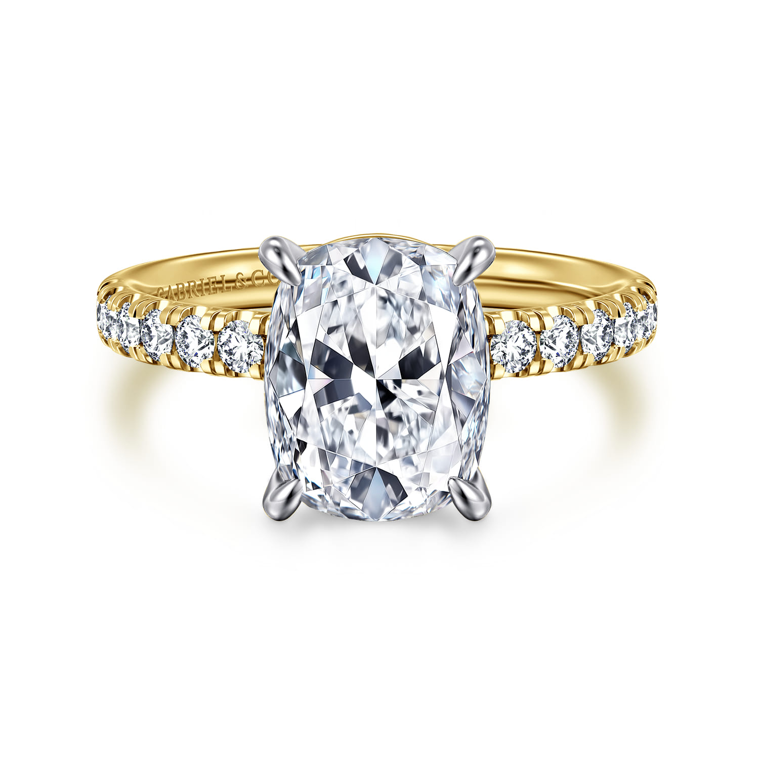 Winslow - 14K White-Yellow Gold Elongated Cushion Diamond Engagement Ring - 0.38 ct - Shot 1