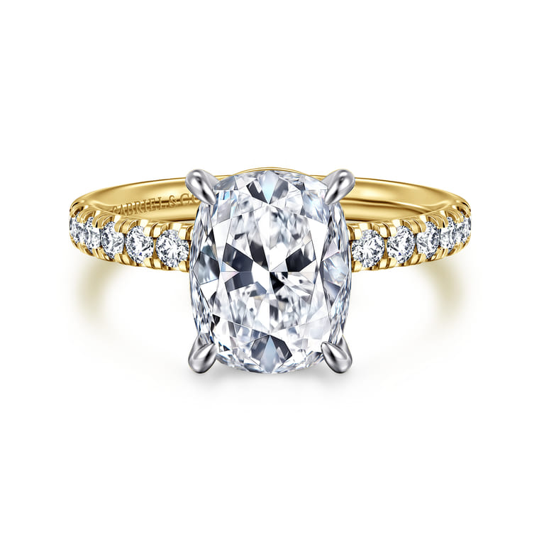 Winslow - 14K White-Yellow Gold Elongated Cushion Diamond Engagement Ring - 0.38 ct - Shot 1