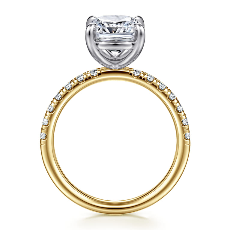 Winslow - 14K White-Yellow Gold Elongated Cushion Diamond Engagement Ring - 0.38 ct - Shot 2