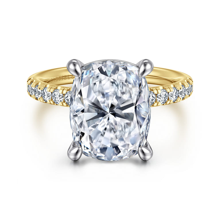 Winslow - 14K White-Yellow Gold Elongated Cushion Diamond Engagement Ring - 0.35 ct - Shot 1