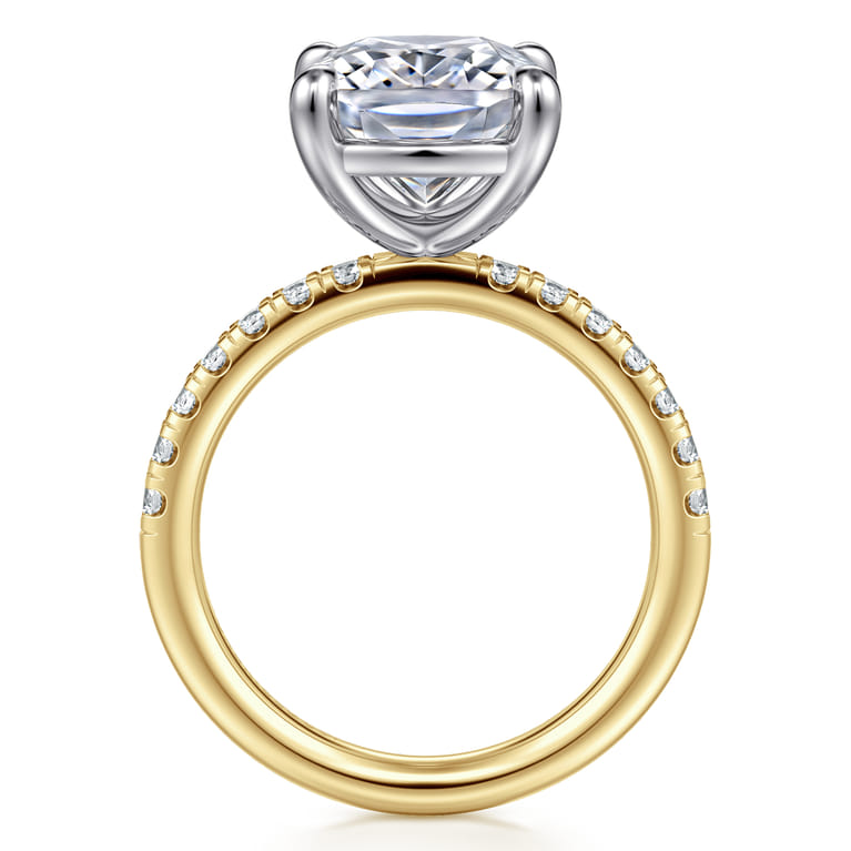 Winslow - 14K White-Yellow Gold Elongated Cushion Diamond Engagement Ring - 0.35 ct - Shot 2