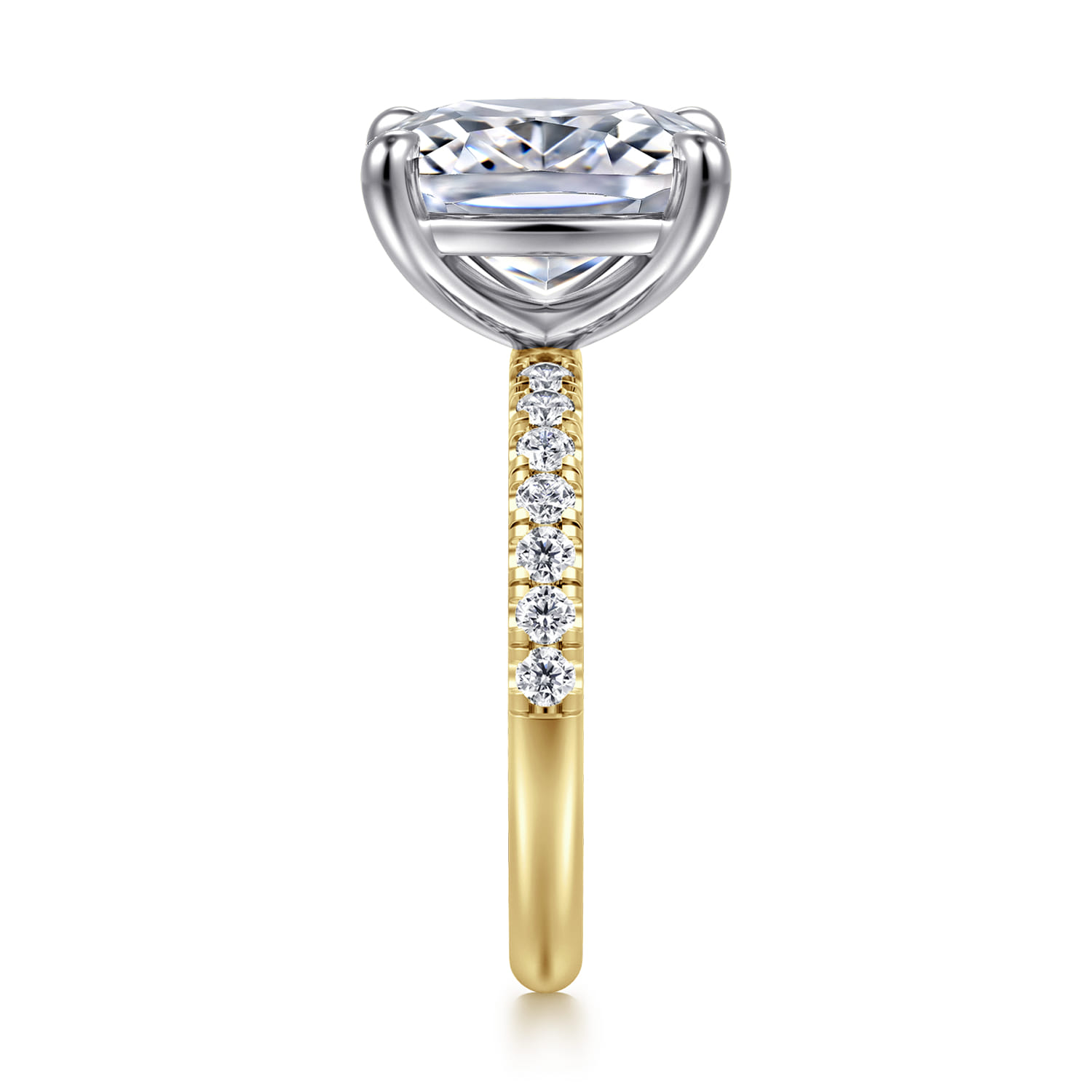 Winslow - 14K White-Yellow Gold Elongated Cushion Diamond Engagement Ring - 0.35 ct - Shot 4