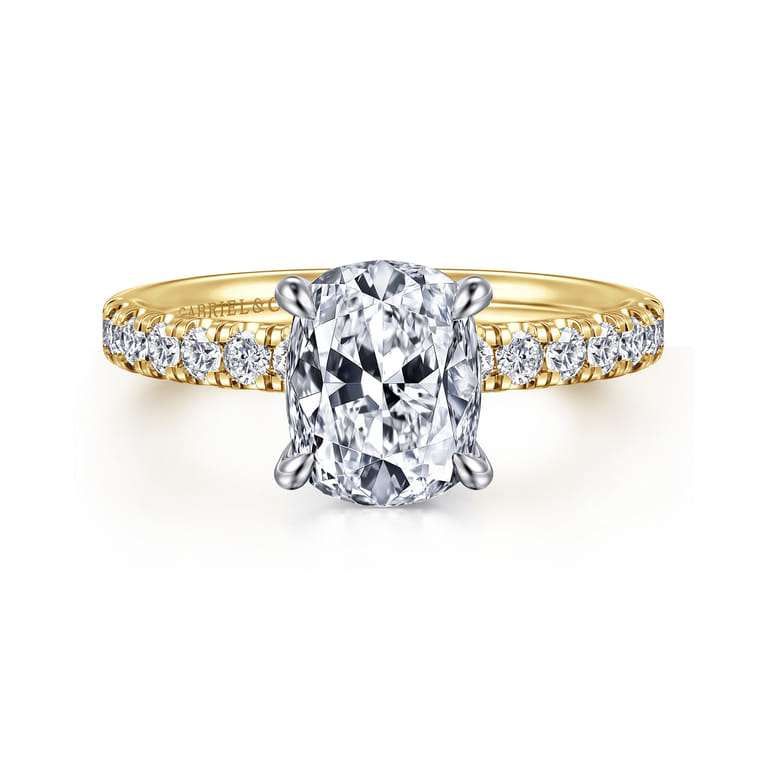 Winslow - 14K White-Yellow Gold Elongated Cushion Diamond Engagement Ring - 0.35 ct - Shot 1