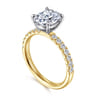 Winslow - 14K White-Yellow Gold Elongated Cushion Diamond Engagement Ring - 0.35 ct