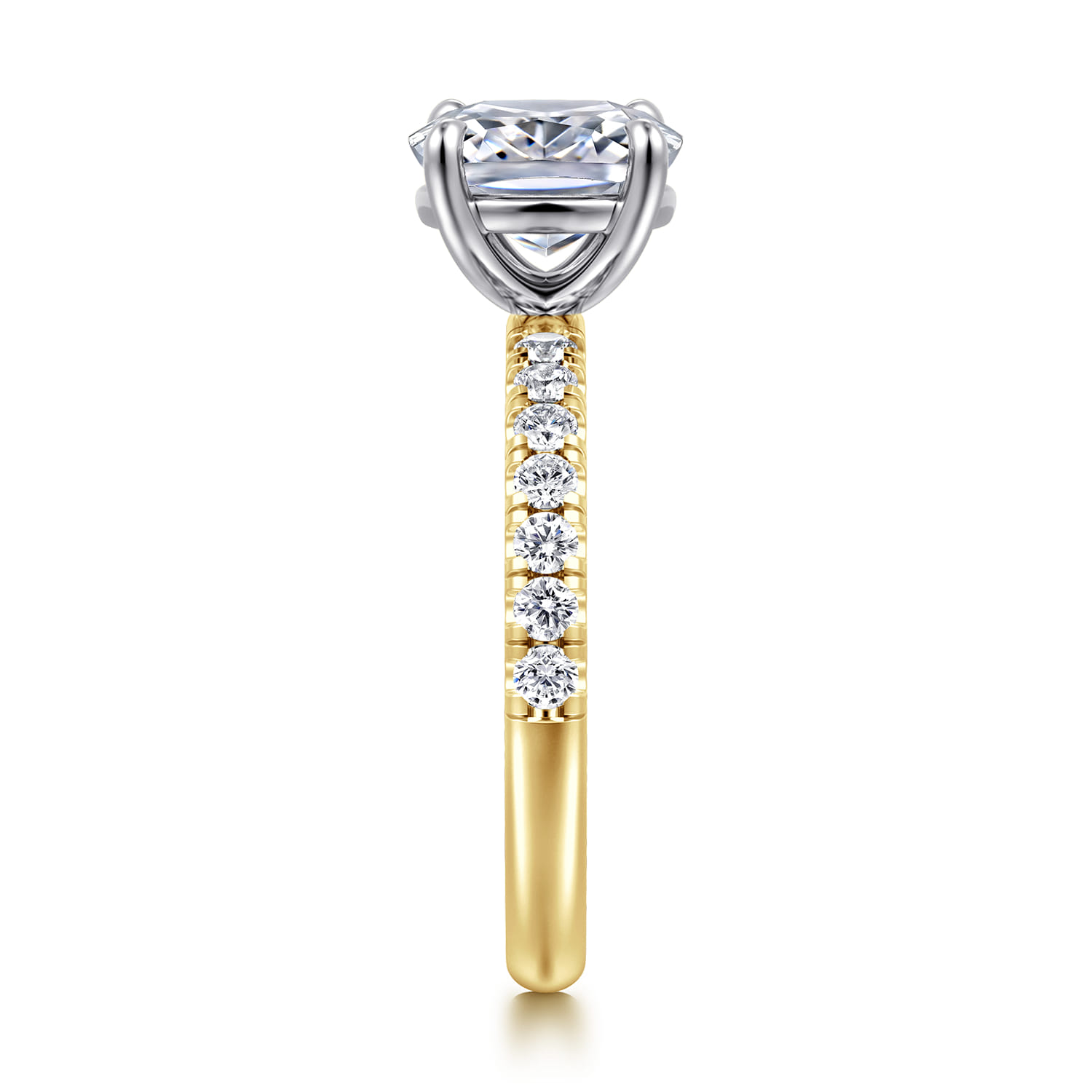 Winslow - 14K White-Yellow Gold Elongated Cushion Diamond Engagement Ring - 0.35 ct - Shot 4