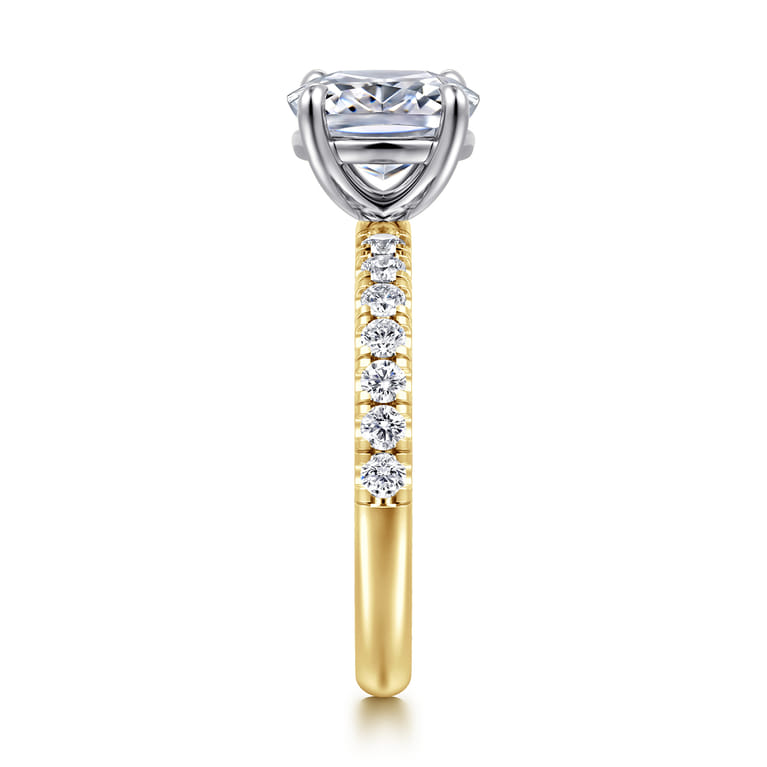 Winslow - 14K White-Yellow Gold Elongated Cushion Diamond Engagement Ring - 0.35 ct - Shot 4