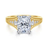 Bruno - 14K White-Yellow Gold Elongated Cushion Diamond Engagement Ring - 0.3 ct
