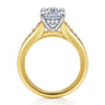 Bruno - 14K White-Yellow Gold Elongated Cushion Diamond Engagement Ring - 0.3 ct