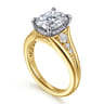 Bruno - 14K White-Yellow Gold Elongated Cushion Diamond Engagement Ring - 0.3 ct