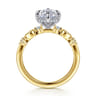 Clyde - 14K White-Yellow Gold Compass Prong Elongated Cushion Diamond Engagement Ring - 0.22 ct