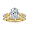 Clyde - 14K White-Yellow Gold Compass Prong Elongated Cushion Diamond Engagement Ring - 0.22 ct