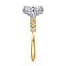 Clyde - 14K White-Yellow Gold Compass Prong Elongated Cushion Diamond Engagement Ring - 0.22 ct
