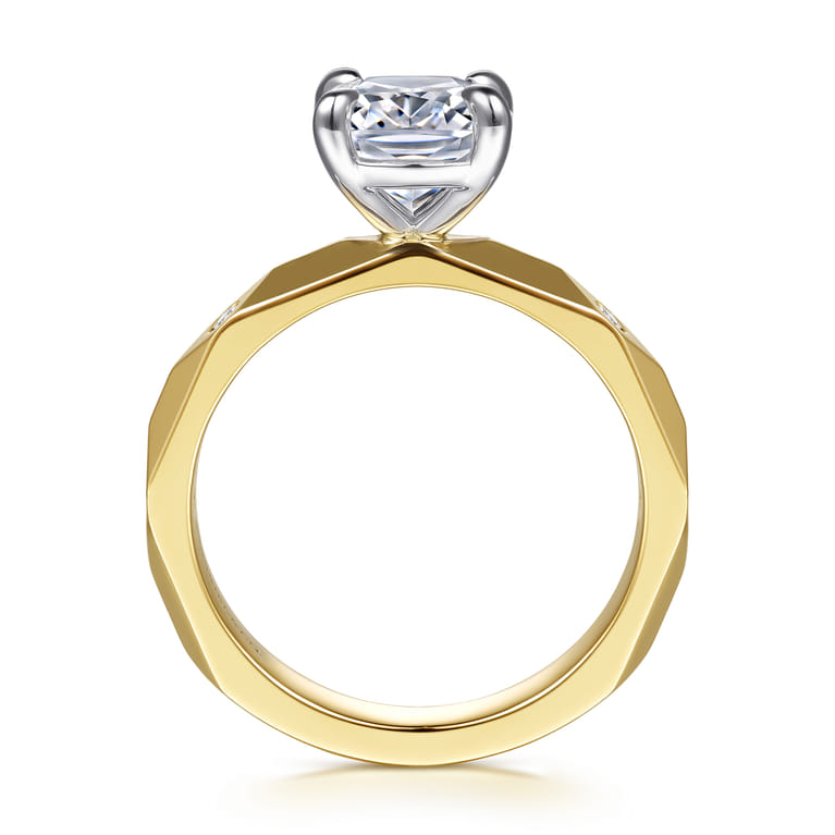 Deya - 14K White-Yellow Gold Elongated Cushion Diamond Engagement Ring - 0.06 ct - Shot 2