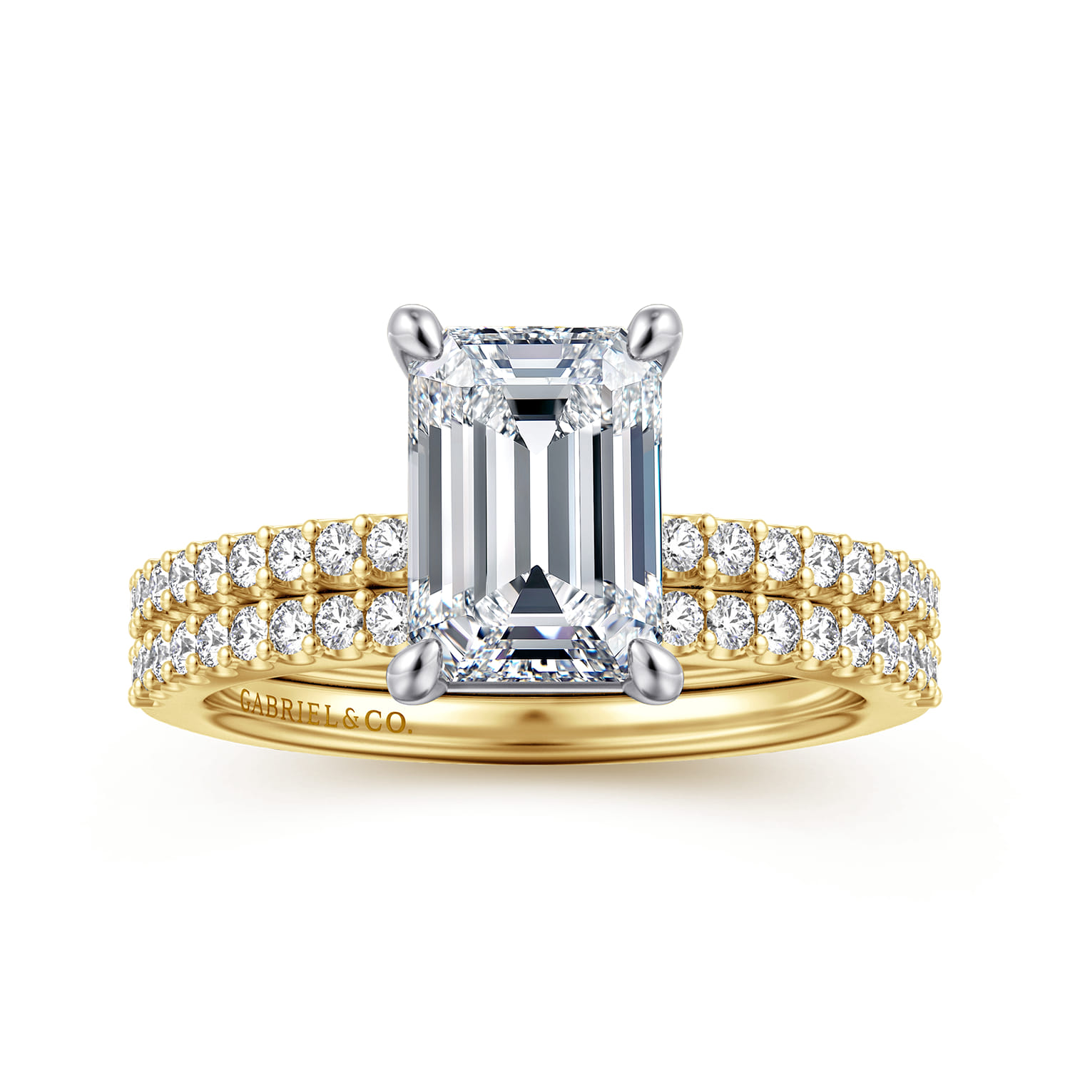 Amata - 14K White and Yellow Gold Emerald Cut Diamond Engagement Ring - 0.14 ct - Shot 4