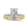 Amata - 14K White and Yellow Gold Emerald Cut Diamond Engagement Ring - 0.14 ct