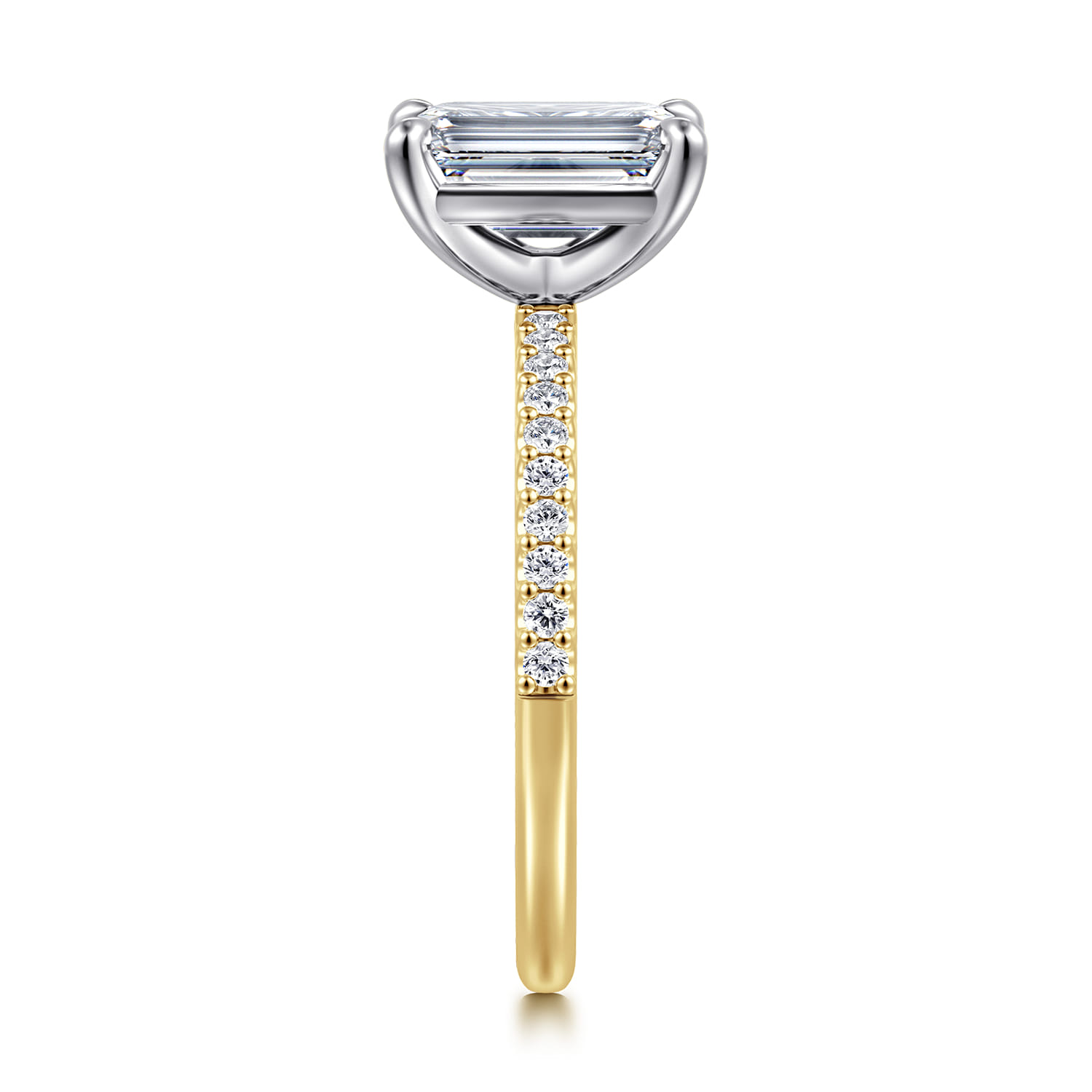 Amata - 14K White and Yellow Gold Emerald Cut Diamond Engagement Ring - 0.14 ct - Shot 5