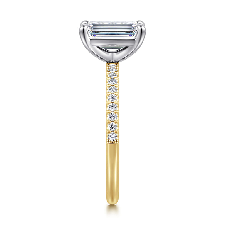 Amata - 14K White and Yellow Gold Emerald Cut Diamond Engagement Ring - 0.14 ct - Shot 5