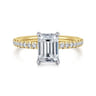 Stasia - 14K White-Yellow Gold Emerald Cut Diamond Engagement Ring - 0.3 ct