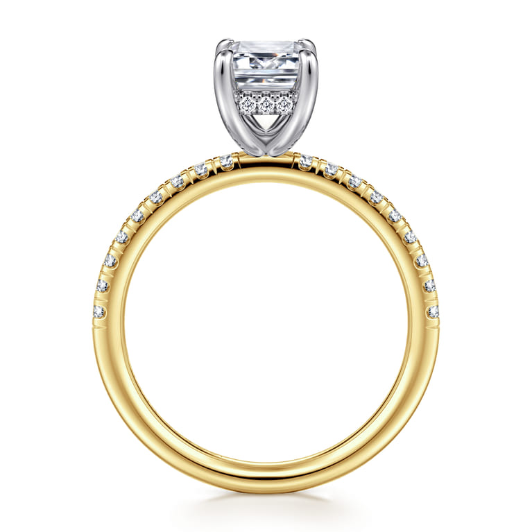 Stasia - 14K White-Yellow Gold Emerald Cut Diamond Engagement Ring - 0.3 ct - Shot 2