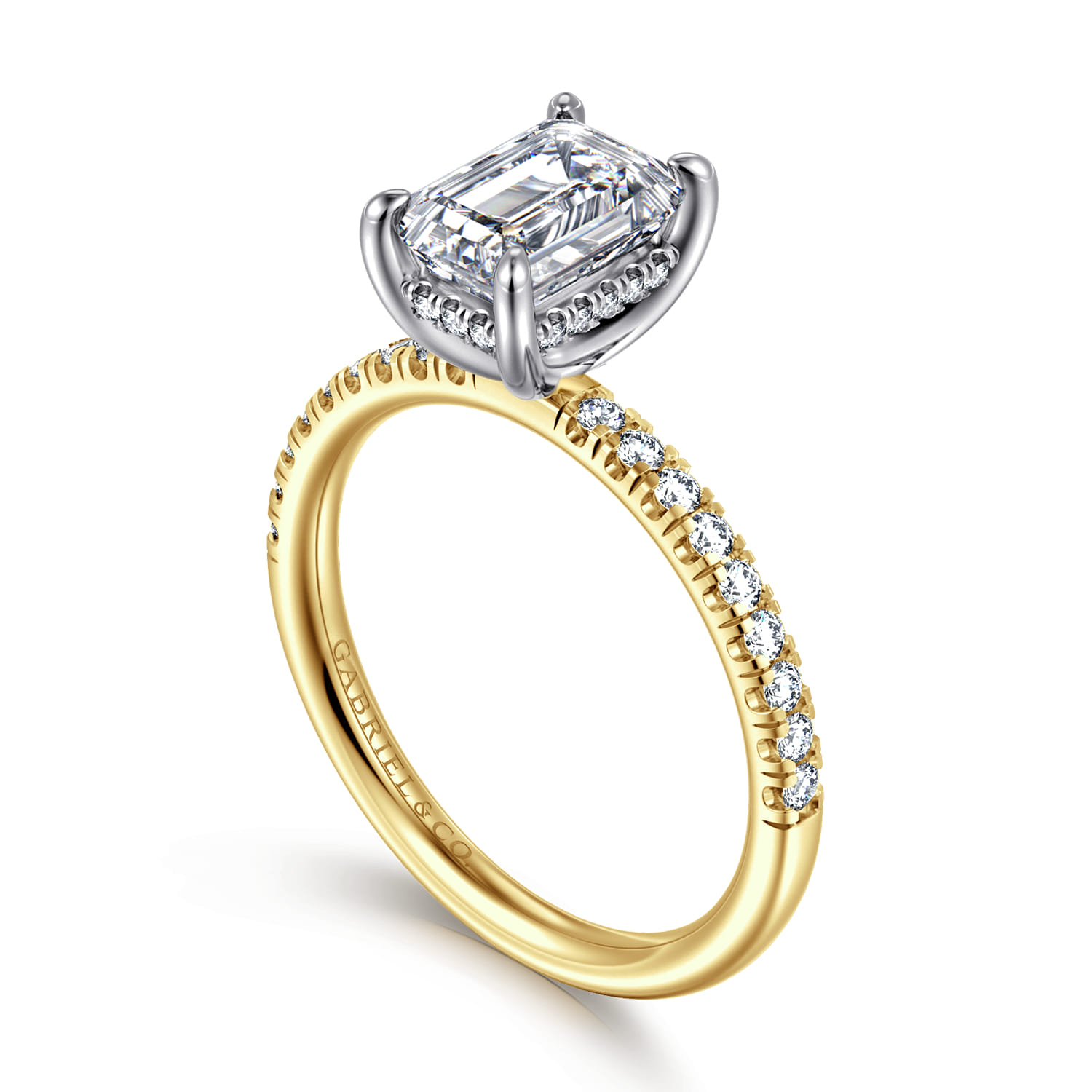 Stasia - 14K White-Yellow Gold Emerald Cut Diamond Engagement Ring - 0.3 ct - Shot 3