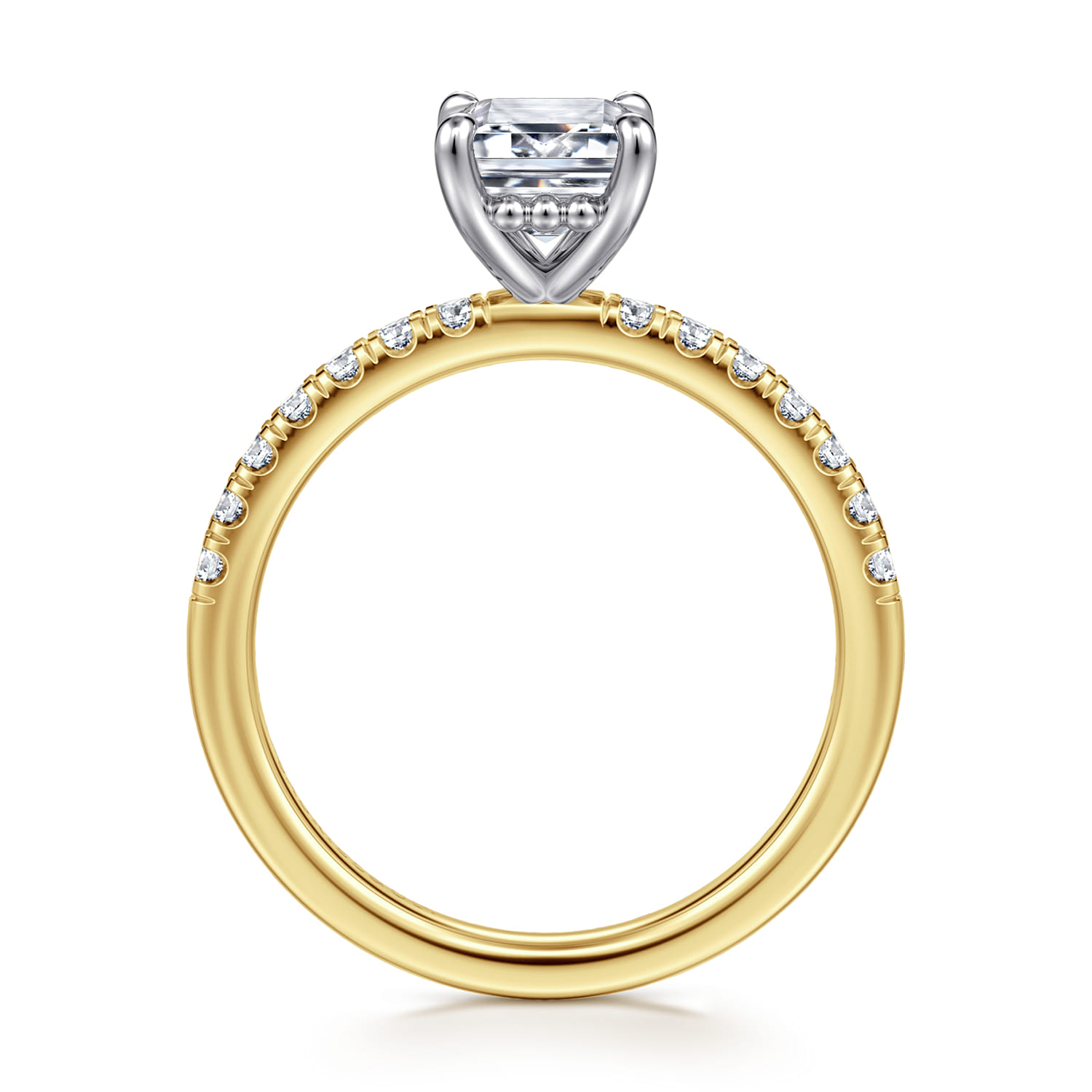 Carmellia - 14K White-Yellow Gold Emerald Cut Diamond Engagement Ring - 0.25 ct - Shot 2